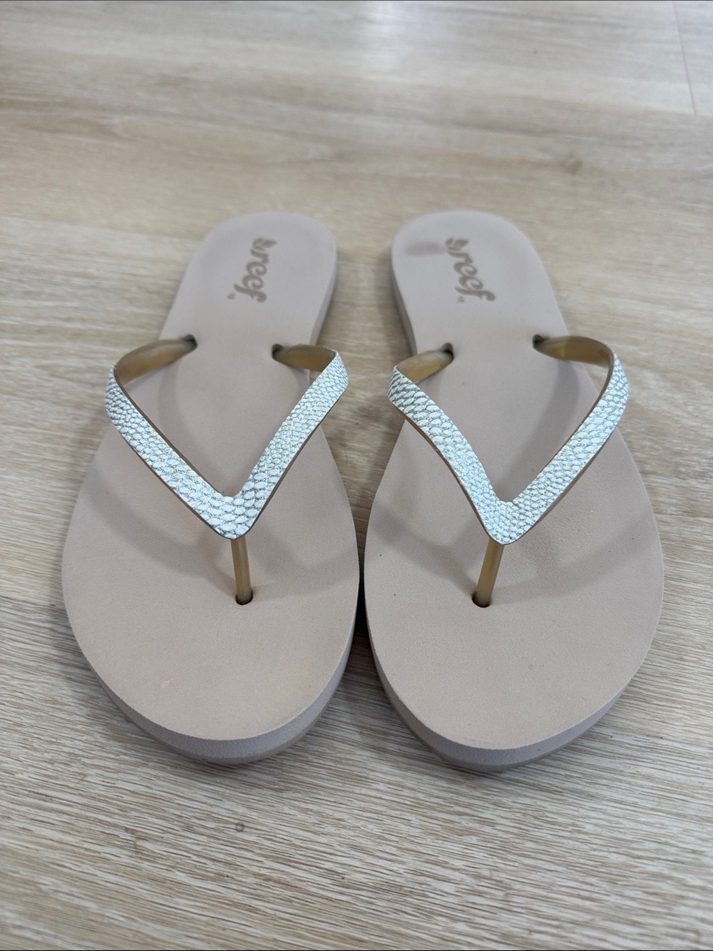 Reef Women's Nude Sandals with Metallic Textured Straps